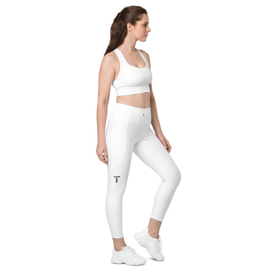 TAYLZ Women's Leggings w Pockets - White